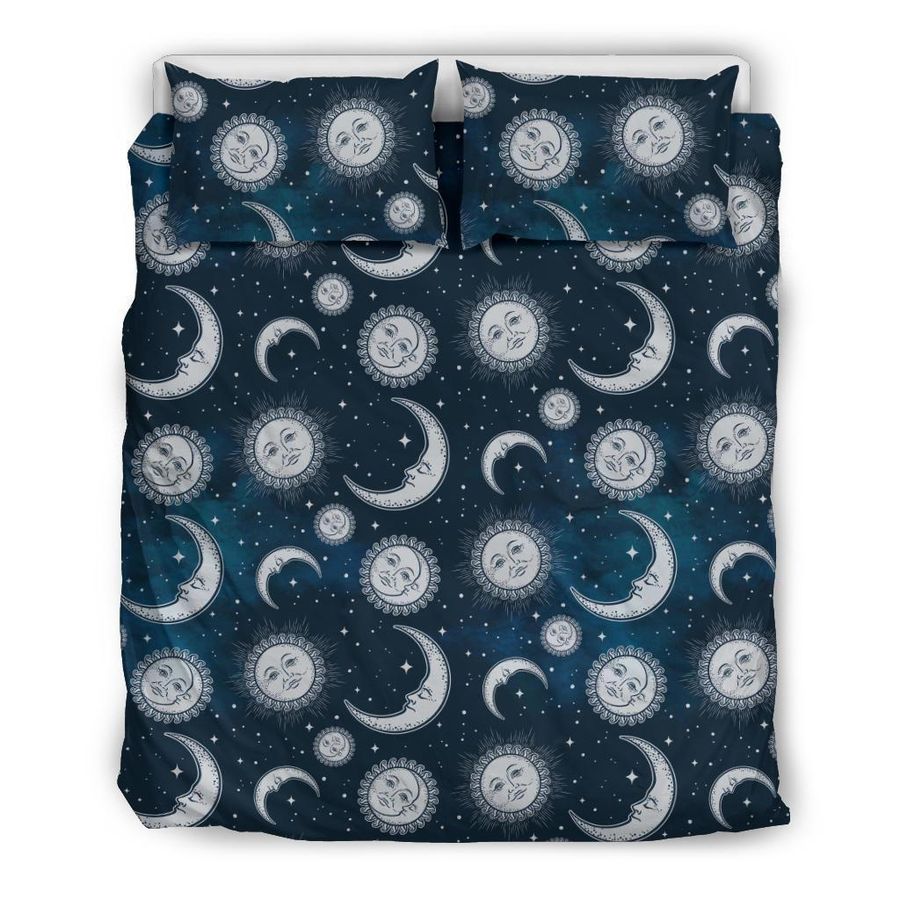 Moon Sun Pattern Print Duvet Cover Bedding Set