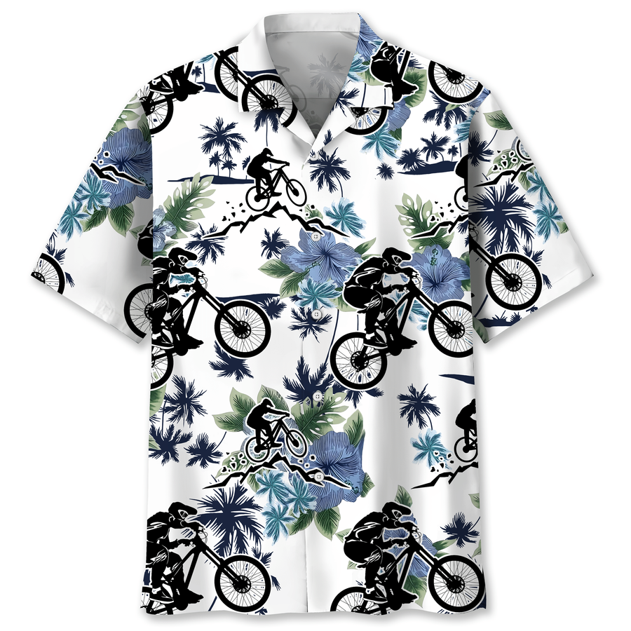 Mountain Bike White Nature Hawaiian Shirt.png