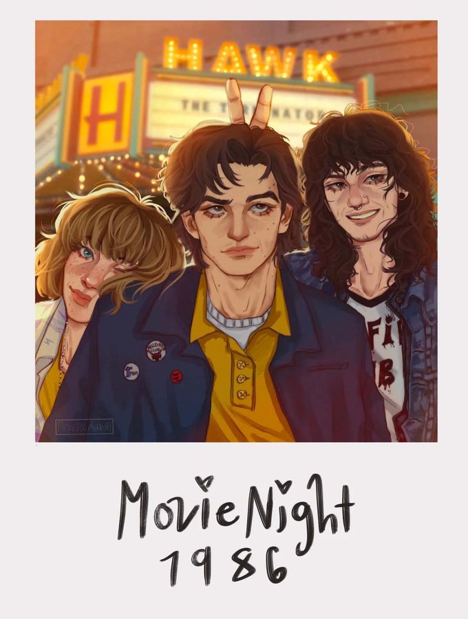 Movie Night Stranger Things 4 Fan Art Poster