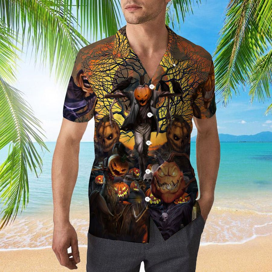 Mr. Pumpkin Will Come And Find You On Night 3d All Over Print Button Design For Halloween Hawaii Shirt