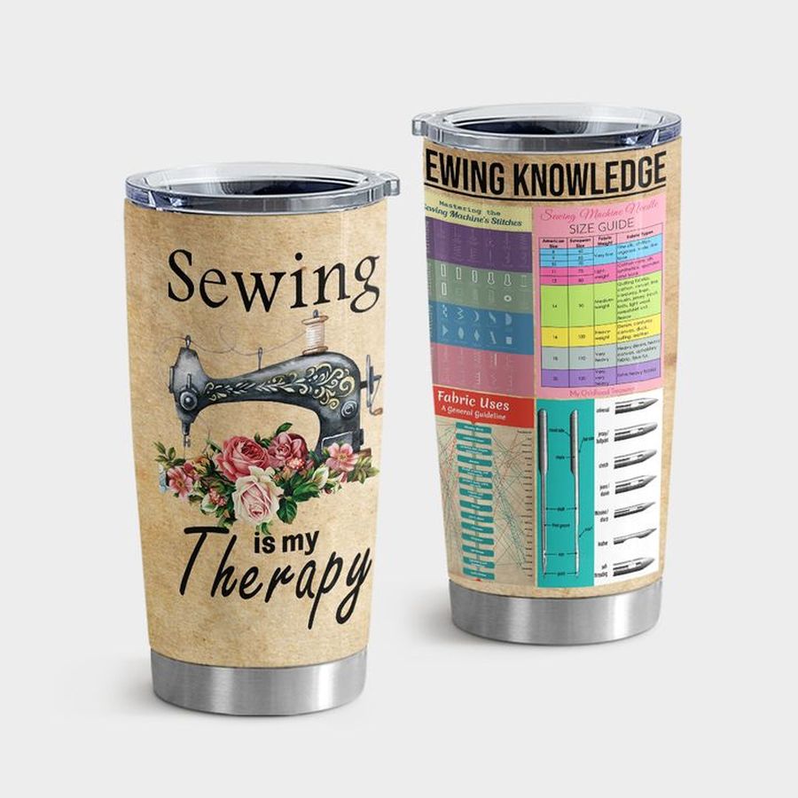 Multicolor Tumbler Cups, Sewing Sewing Is My Therapy Colorful Print Tumbler Tumbler Cup 20oz , Tumbler Cup 30oz, Straight Tumbler 20oz