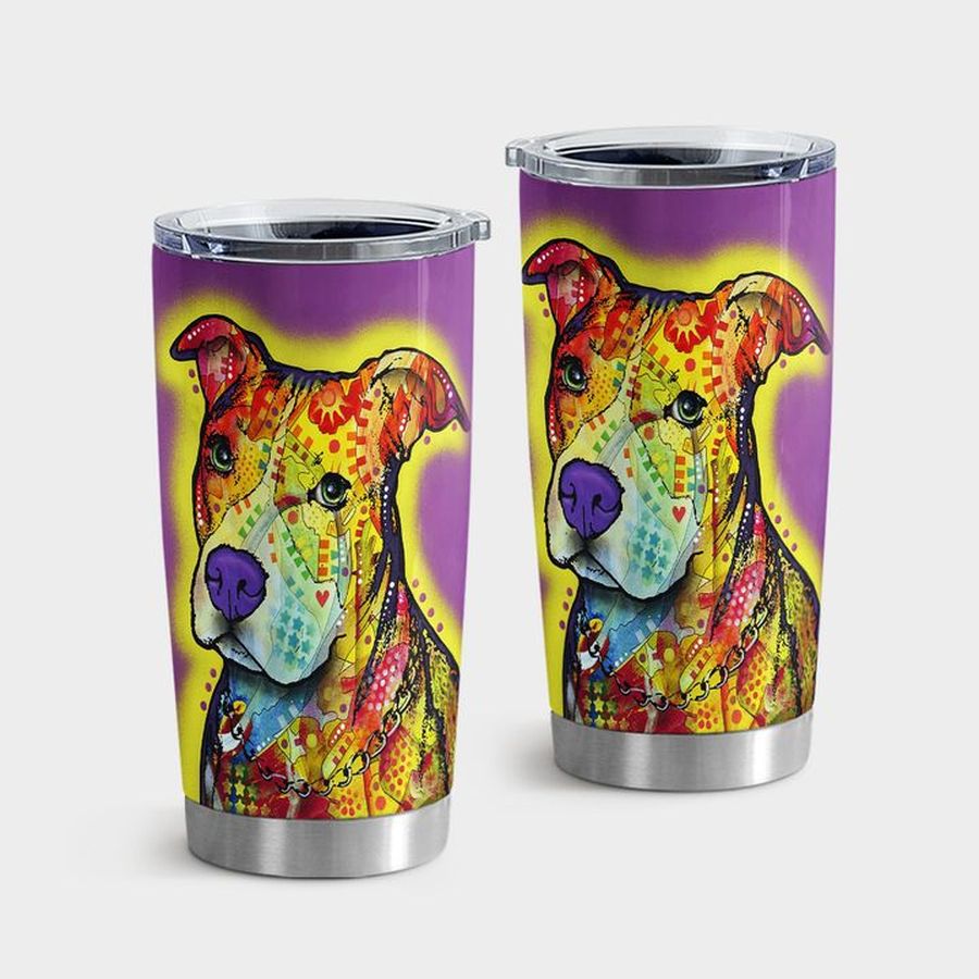 Muscle Dog Insulated Cups, Pitbull Colorful Art H Tumbler Tumbler Cup 20oz , Tumbler Cup 30oz, Straight Tumbler 20oz