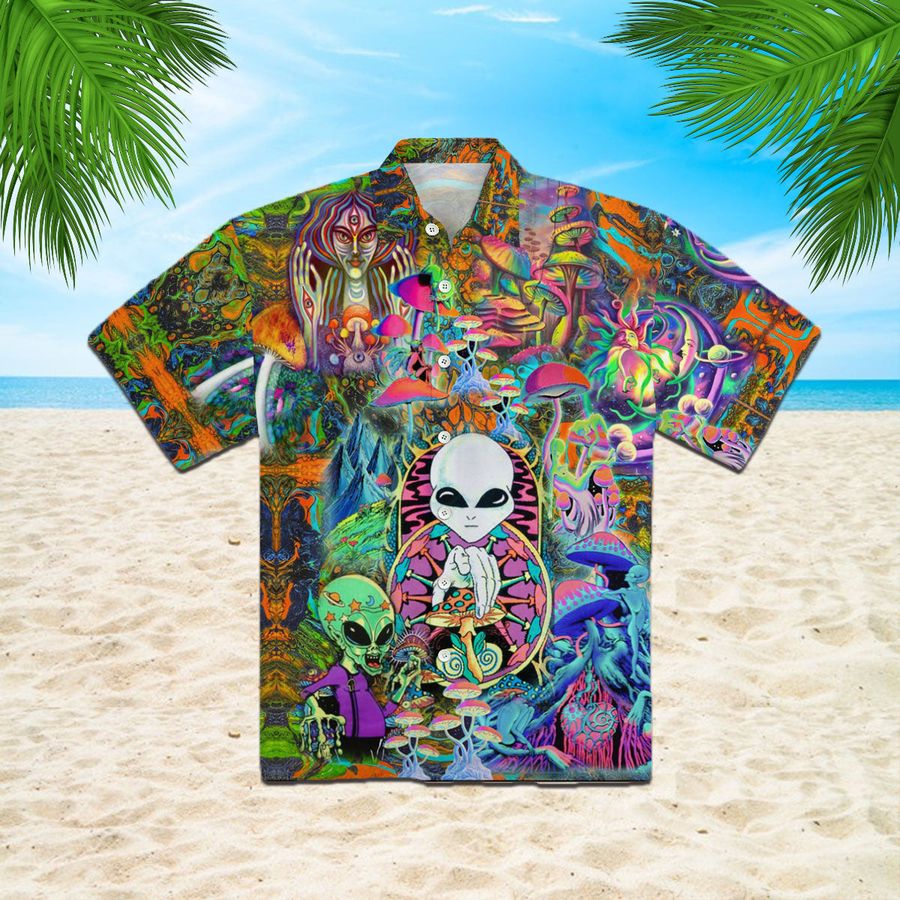 Mushroom Alien Trippy Hawaiian Shirt