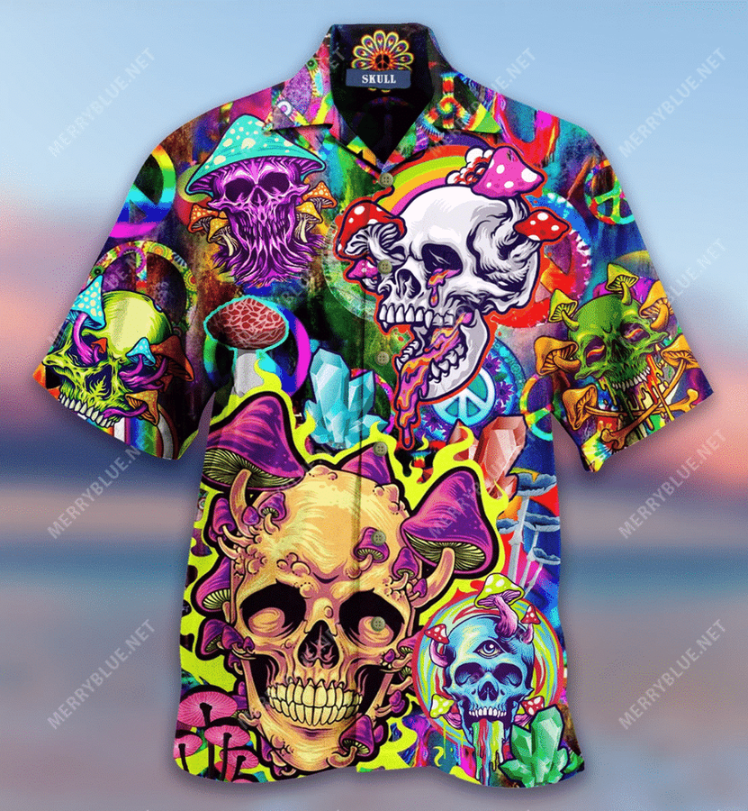 Mushroom Skull Trippy Hawaiian Shirt.png