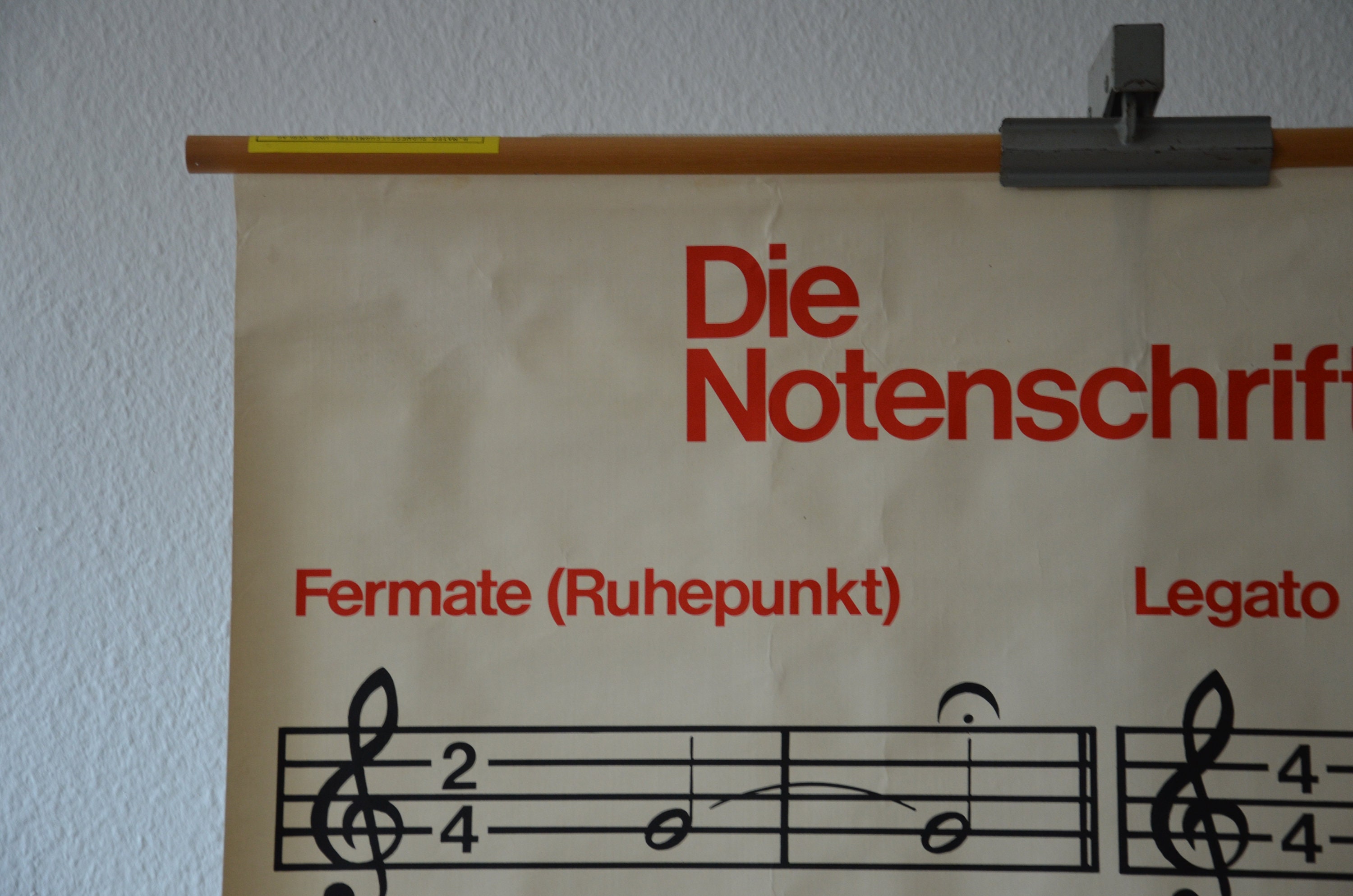Musical Notation original vintage 1980s German educational poster school wall chart print classical sheet Music Notes musician sonata beat