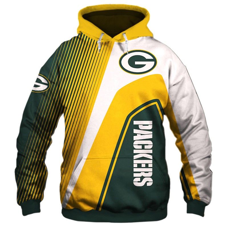 N.F.L Green Bay Packers Zippered Teams 3D Hoodie Sweatshirt