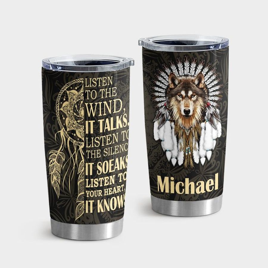 Native American Insulated Cups, Wolf Native American Tumbler Tumbler Cup 20oz , Tumbler Cup 30oz, Straight Tumbler 20oz