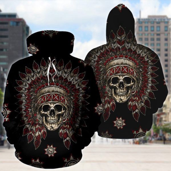 Native American Skull Native American Skull 3D Hoodie Sweatshirt