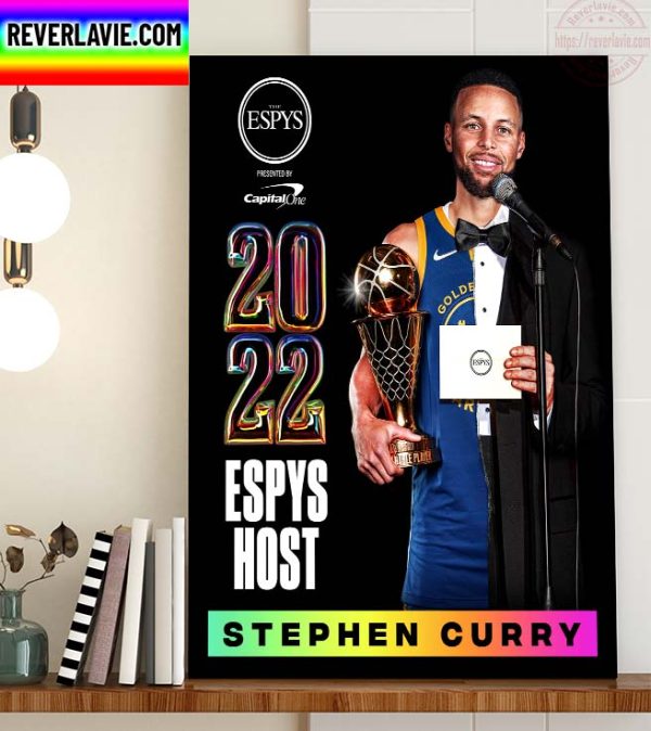 NBA Golden State Warriors Stephen Curry NBA Champions Finals MVP And 2022 ESPYS Host Home Decor Poster Canvas