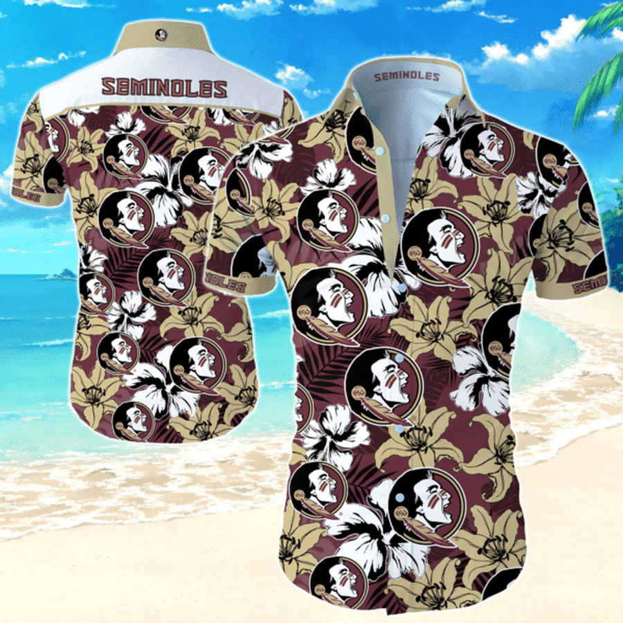 Ncaa Florida State Seminoles Hawaiian Graphic Print Short Sleeve Hawaiian Shirt L98 - 4481.png