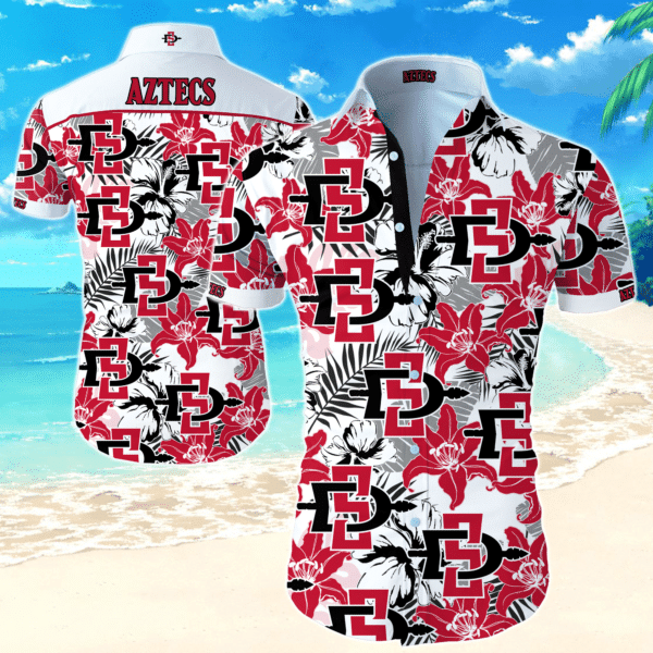 Ncaa San Diego State Aztecs Hawaiian Graphic Print Short Sleeve Hawaiian Shirt size S - 5XL