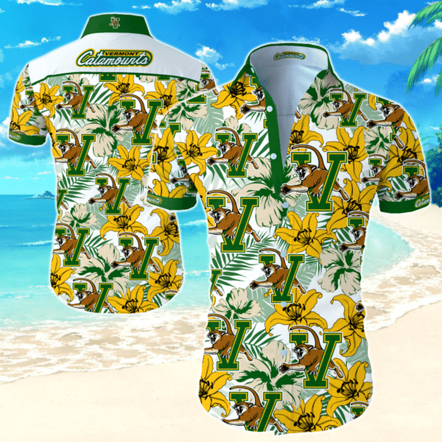 Ncaa Vermont Catamounts Hawaiian Graphic Print Short Sleeve Hawaiian Shirt size S - 5XL.png