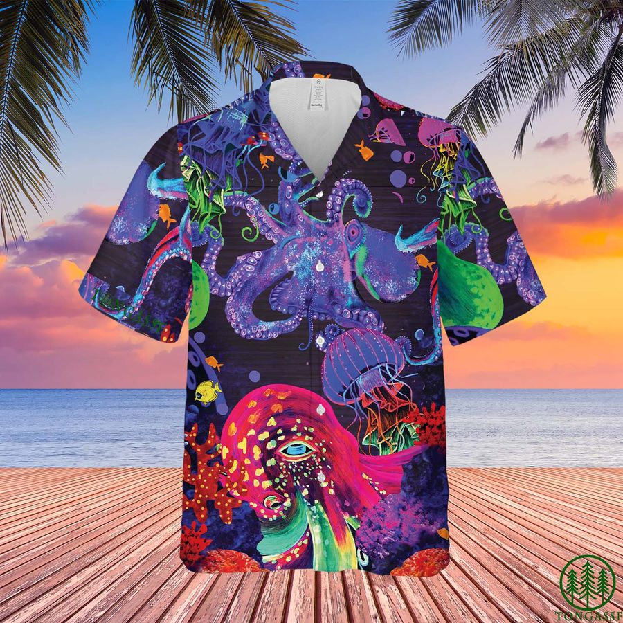 Neon Octopus Hawaiian Shirt