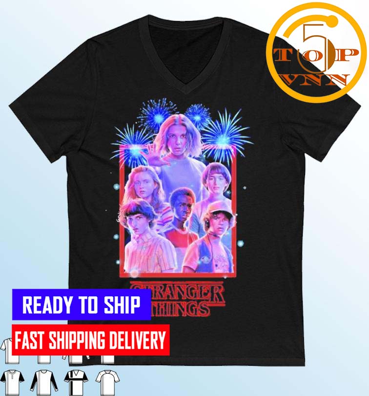 Netflix Stranger Things 4 Group Shot Fireworks Fan Gifts T-Shirt