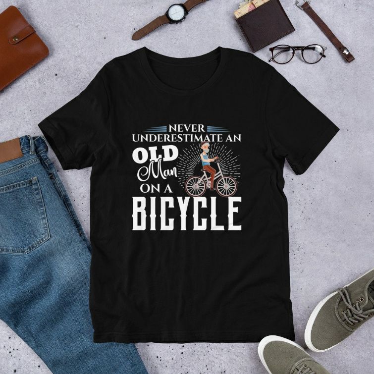 Never Underestimate An Old Man On A Bicycle Cool T-Shirt
