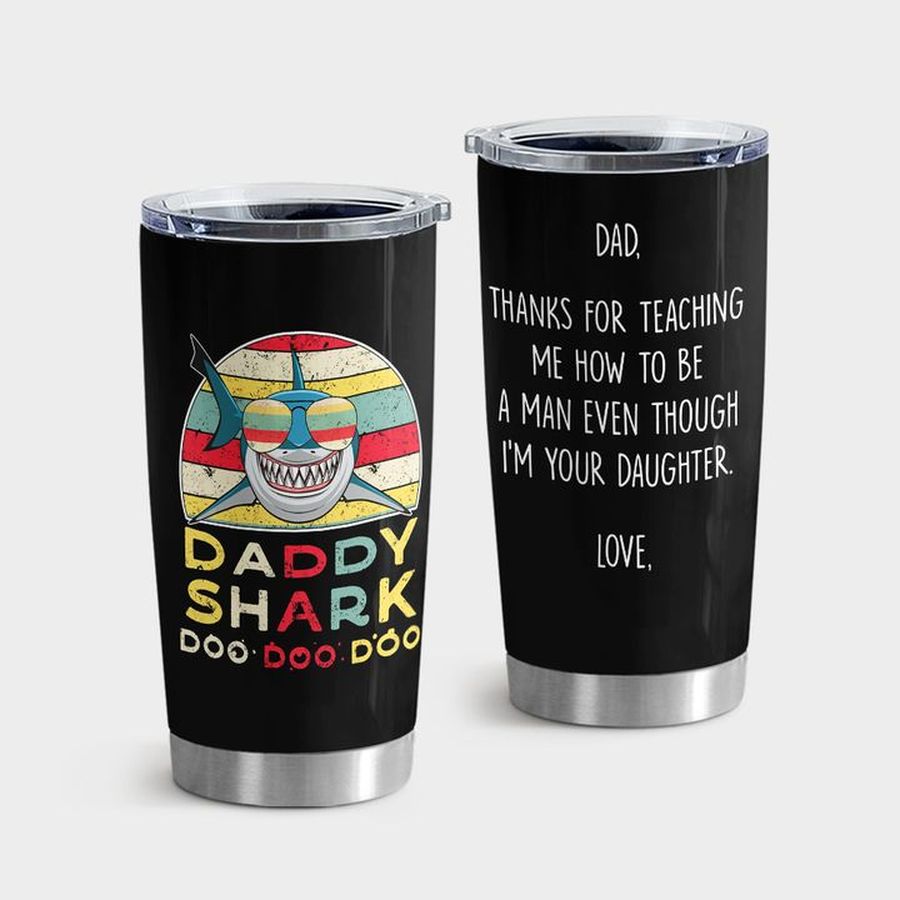 New Dad Gift Insulated Cups, Daddy Shark Tumbler Tumbler Cup 20oz , Tumbler Cup 30oz, Straight Tumbler 20oz