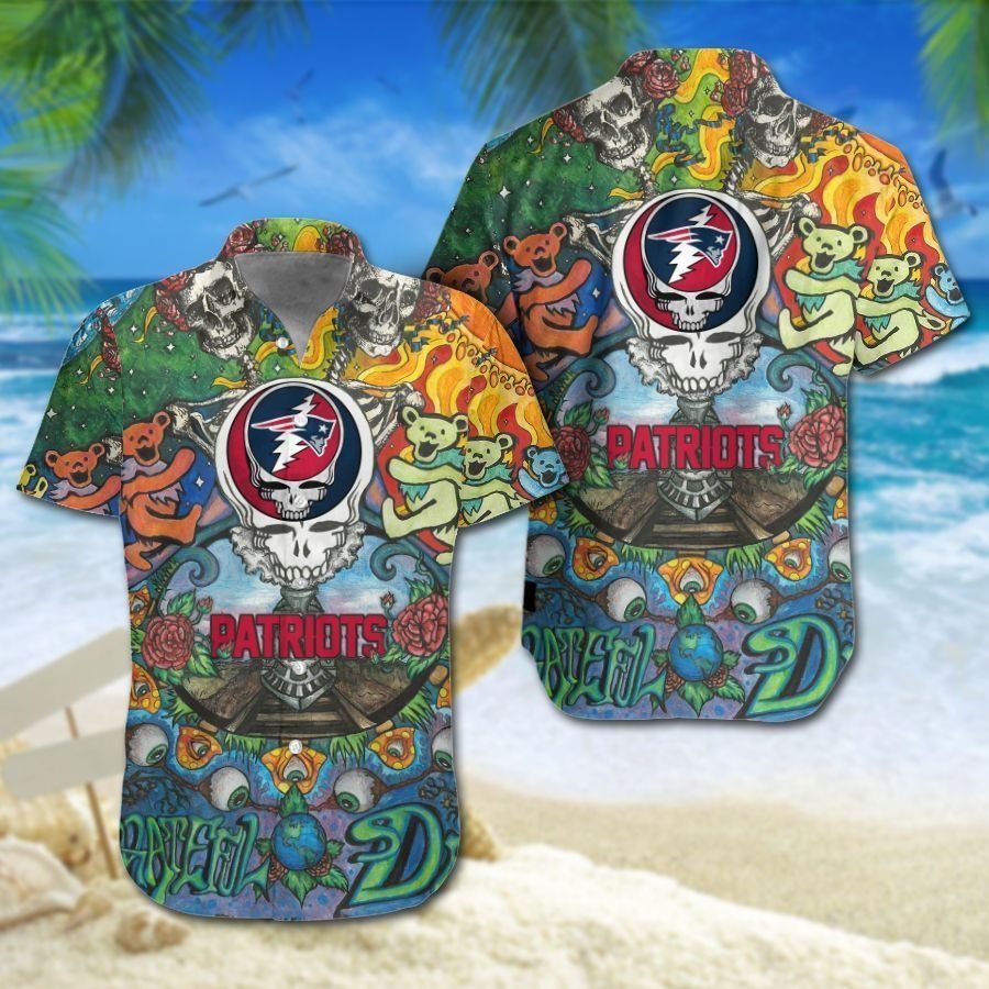New England Patriots Grateful Dead NFL Gift For Fan Hawaiian Graphic Print Short Sleeve Hawaiian Shirt H97 - 1615