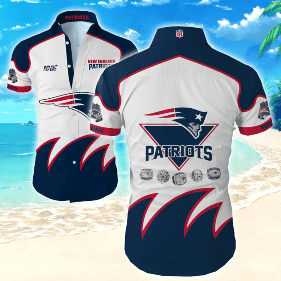 New England Patriots Nfl 2 Hawaiian Graphic Print Short Sleeve Hawaiian Shirt L98 - 7846.png