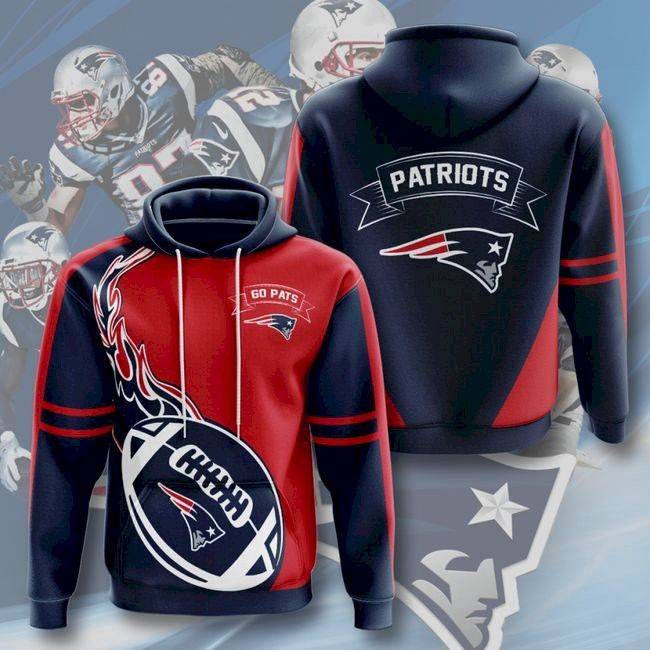 New England Patriots NFL Football 3D Hoodie Hooded Sweatshirt Pullover
