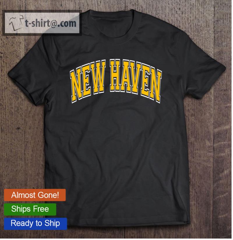 New Haven Connecticut Ct Varsity Style Amber Text T-shirt