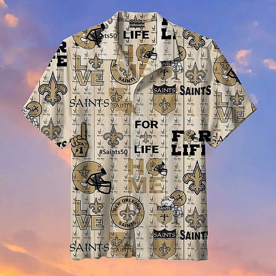 New Orleans Saints Life Nfl Hawaiian Graphic Print Short Sleeve Hawaiian Shirt size S - 5XL