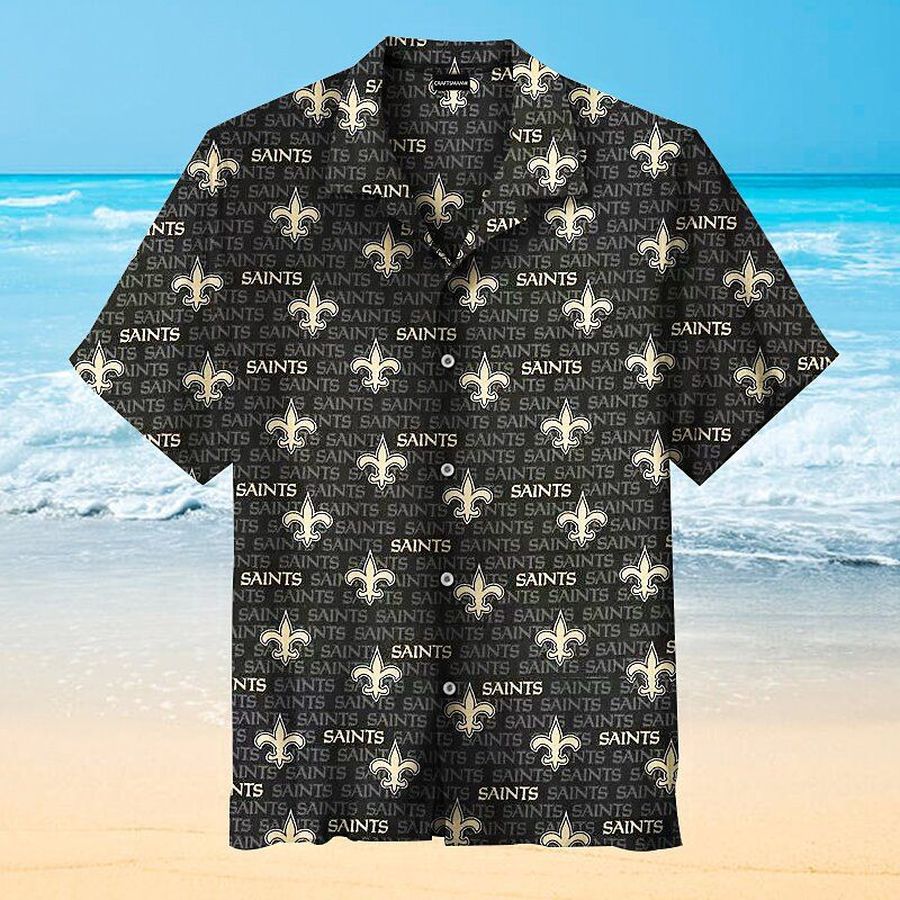New Orleans Saints Nfl Hawaiian Graphic Print Short Sleeve Hawaiian Shirt L98 - 9885
