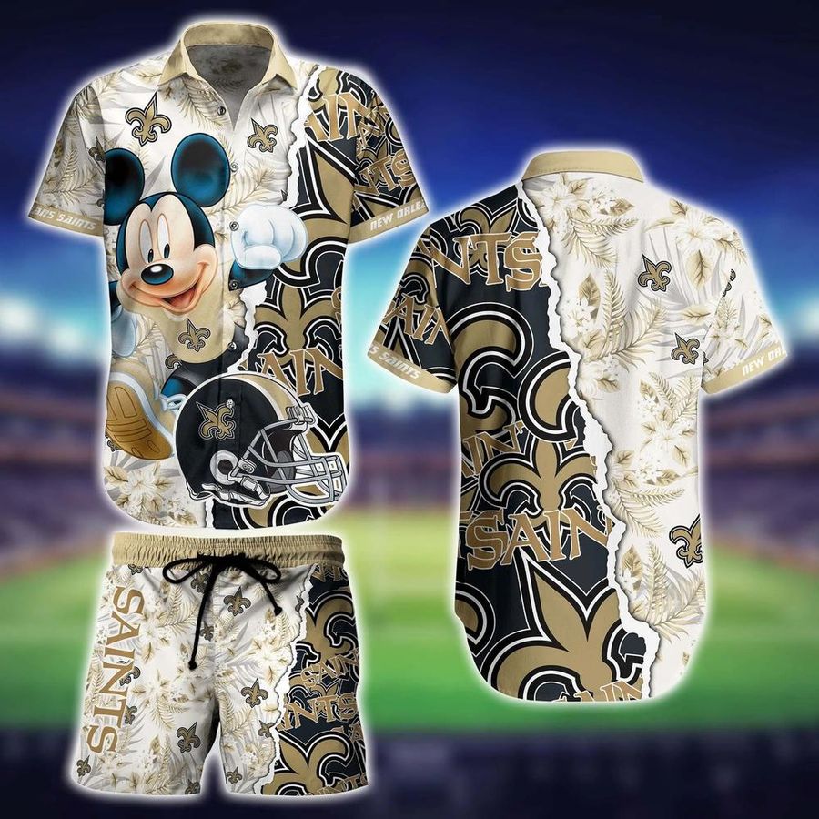 New Orleans Saints NFL Hawaiian Shirt And Short Mickey Graphic Tropical 3D Printed Gift For Men Women