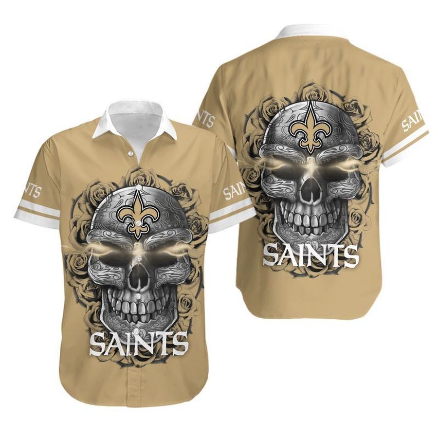 New Orleans Saints Sugar Skull NFL Gift For Fan Hawaiian Graphic Print Short Sleeve Hawaiian Shirt H97 - 7638
