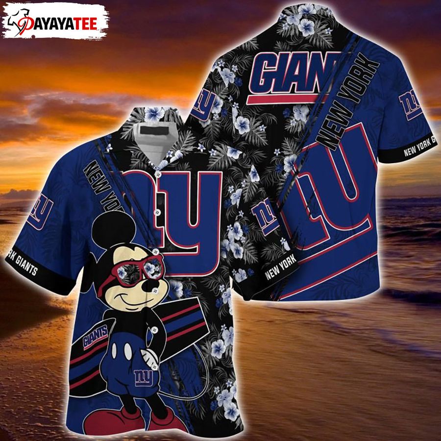 New York Giants NFL Hawaiian Shirt Mickey And Floral