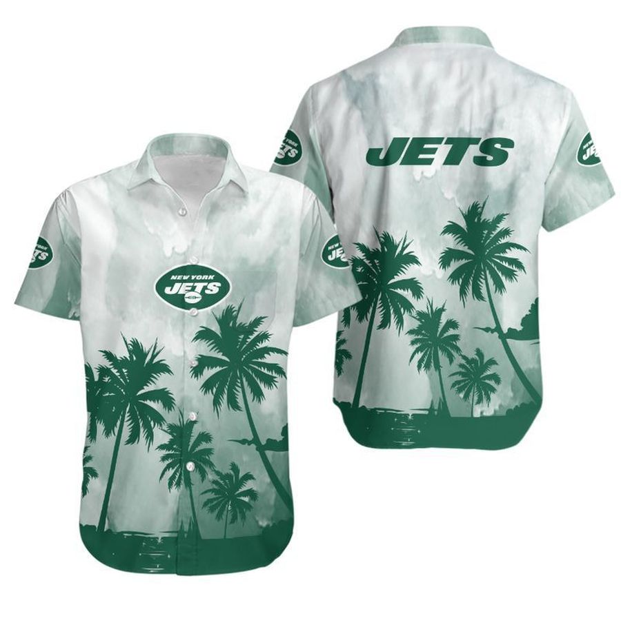 New York Jets Coconut Trees NFL Gift For Fan Hawaiian Graphic Print Short Sleeve Hawaiian Shirt H97
