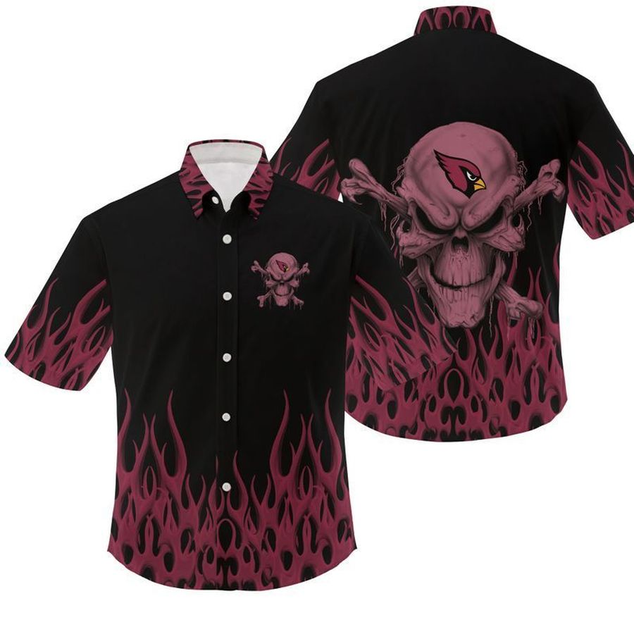 NFL Arizona Cardinals Skull Gift For Fan Hawaiian Graphic Print Short Sleeve Hawaiian Shirt 2 H97 - 5207