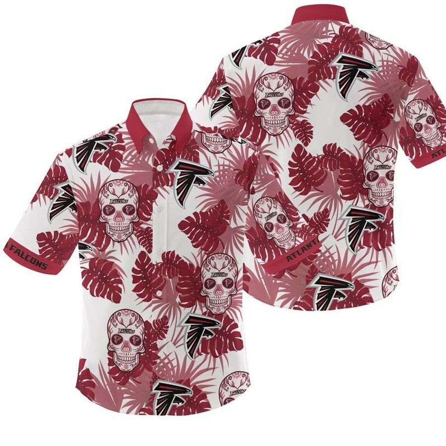 NFL Atlanta Falcons Candy Skulls Gift For Fan Hawaiian Graphic Print Short Sleeve Hawaiian Shirt 3 H97