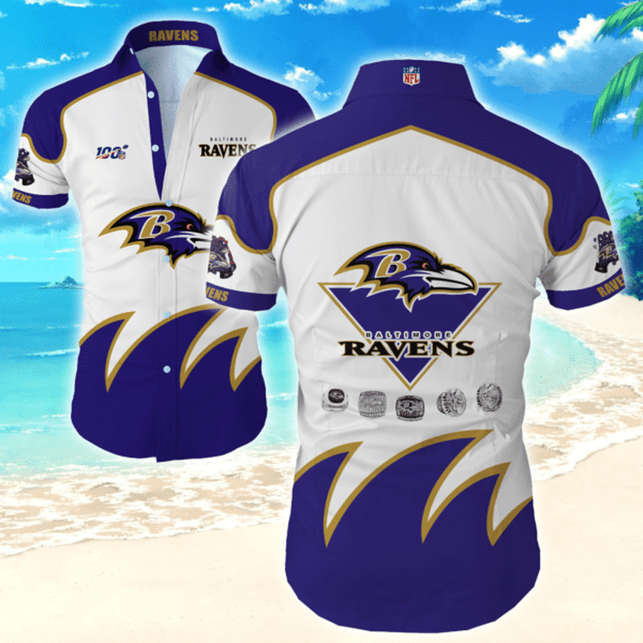 Nfl Baltimore Ravens Hawaiian Graphic Print Short Sleeve Hawaiian Shirt L98 - 9313.png