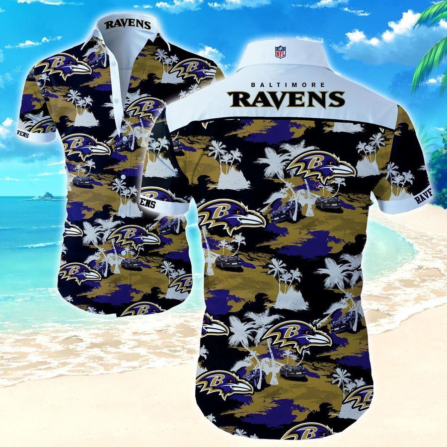 Nfl Baltimore Ravens Hawaiian Shirt with car