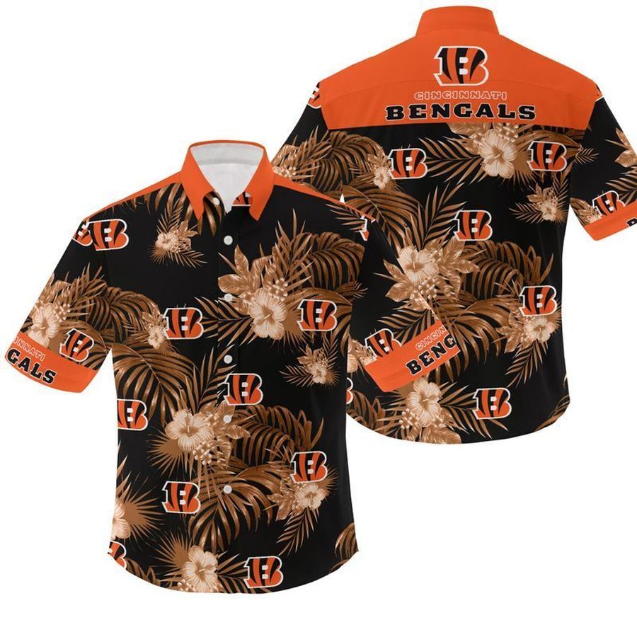 NFL Cincinnati Bengals Flowers Gift For Fan Hawaiian Graphic Print Short Sleeve Hawaiian Shirt 3 H97 - 3062