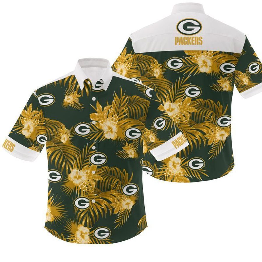 NFL Green Bay Packers Flowers Gift For Fan Hawaiian Graphic Print Short Sleeve Hawaiian Shirt 3 H97
