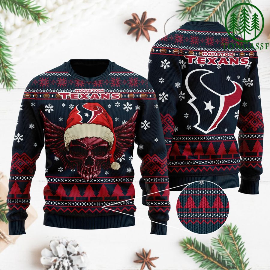 NFL Houston Texans Golden Skull Christmas Ugly Sweater