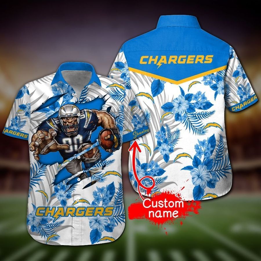 NFL Los Angeles Chargers Gift For Fan Personalized Hawaiian Graphic Print Short Sleeve Hawaiian Shirt H97 - 3