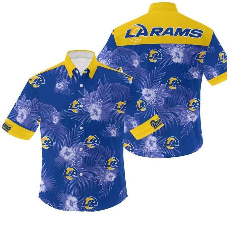 NFL Los Angeles Rams Flowers Gift For Fan Hawaiian Graphic Print Short Sleeve Hawaiian Shirt 3 H97