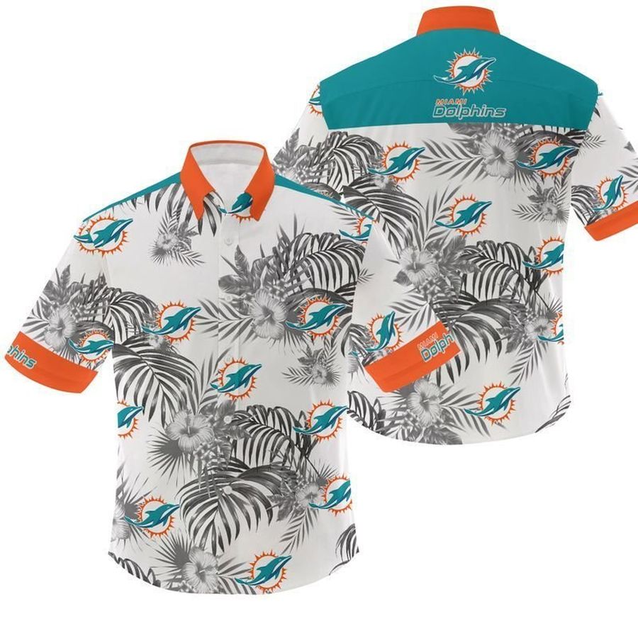 NFL Miami Dolphins Flowers Gift For Fan Hawaiian Graphic Print Short Sleeve Hawaiian Shirt 3 H97 - 3769
