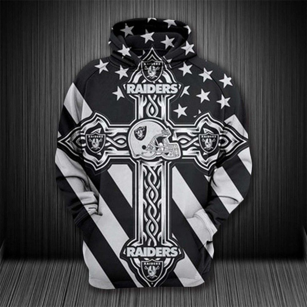 NFL Oalkand Raiders Celtic Cross 3D Hoodie Sweatshirt