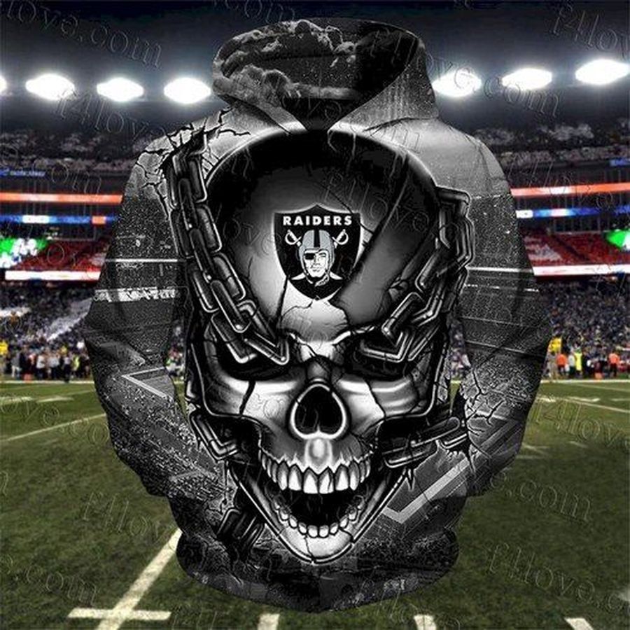 NFL Oalkand Raiders Skull Men And Women 3D Full Printing Hoodie