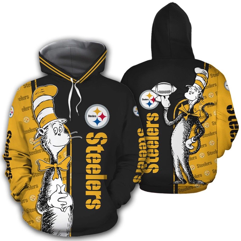 Nfl Pittsburgh Steelers Dr Seuss The Cat In The Hat 3D Hoodie