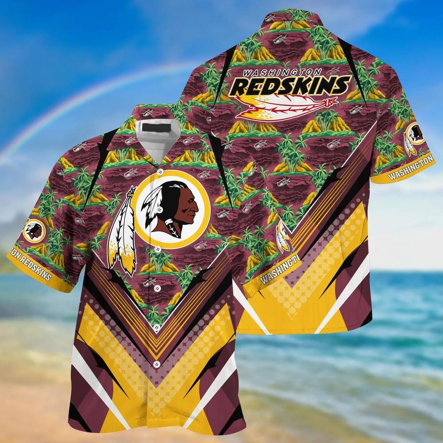 NFL Washington Redskins Team Beach Shirt For Sports Redskins Fans Hawaiian Shirt And Short
