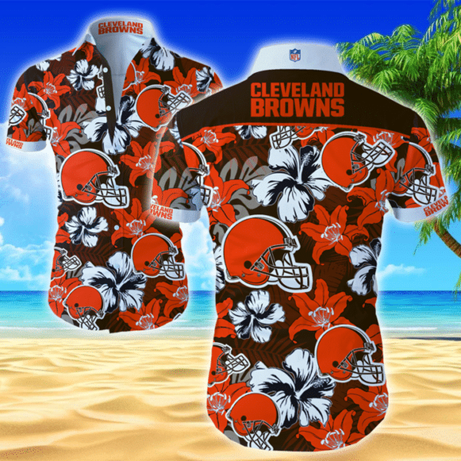 Nhl Cleveland Browns Hawaiian Graphic Print Short Sleeve Hawaiian Shirt L98 - 214.png