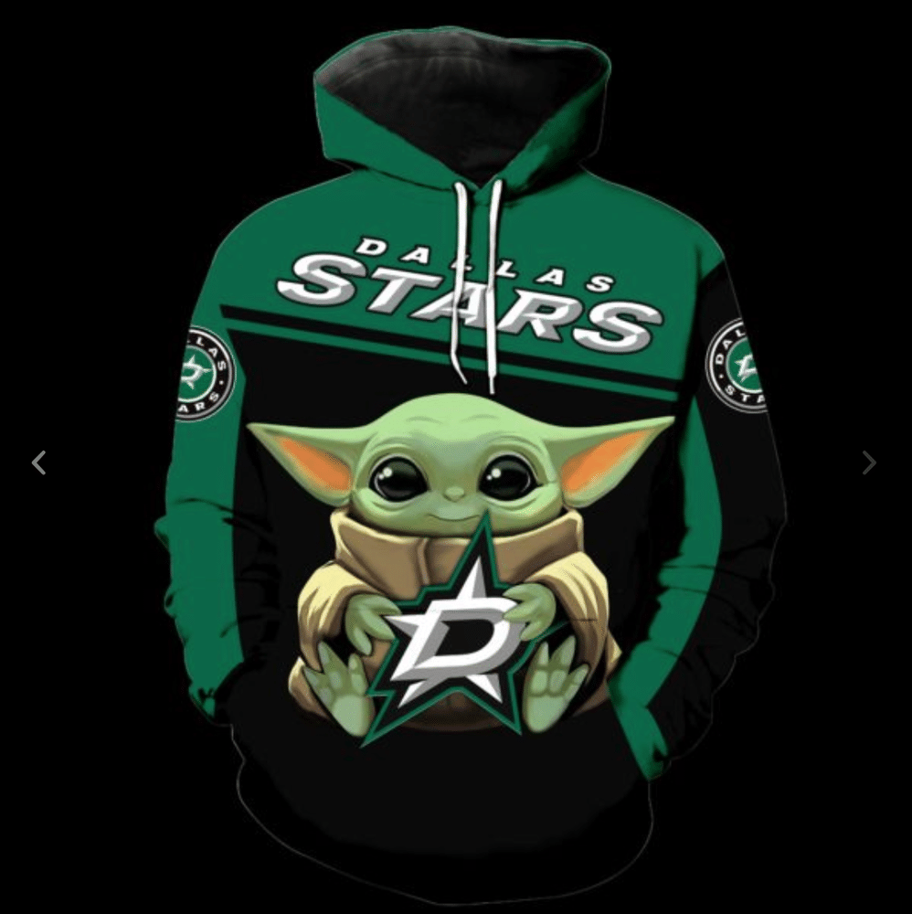 NHL Dallas Stars Baby Yoda And 3D Hoodie Sweatshirt