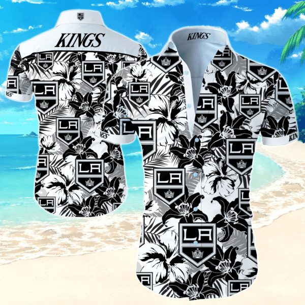 Nhl Los Angeles Kings Hawaiian Graphic Print Short Sleeve Hawaiian Shirt size S - 5XL