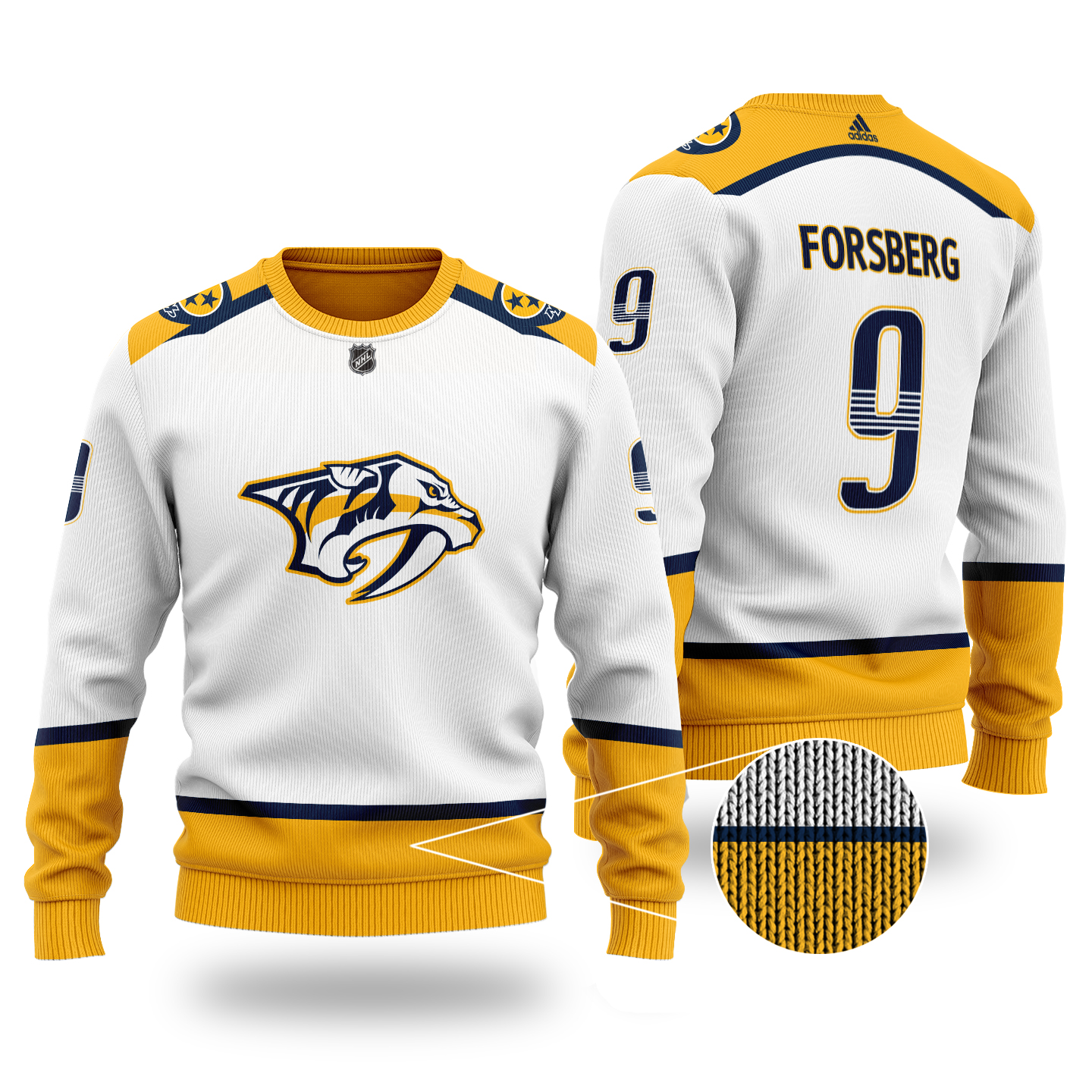 NHL NASHVILLE PREDATORS Forsberg 9 white wool sweater