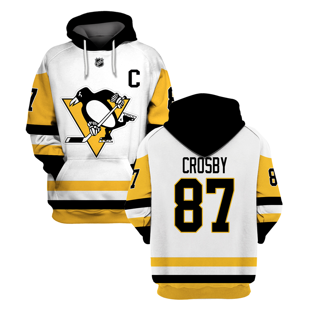 NHL PITTSBURGH PENGUINS Sidney Crosby 87 3D white hoodie and T-shirt