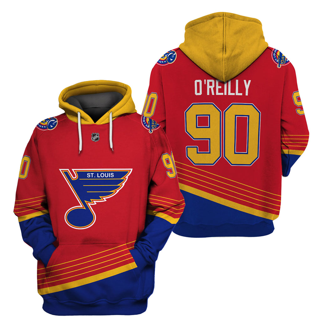 NHL ST LOUIS BLUES Ryan O’Reilly 90 3D Hoodie red and T-shirt